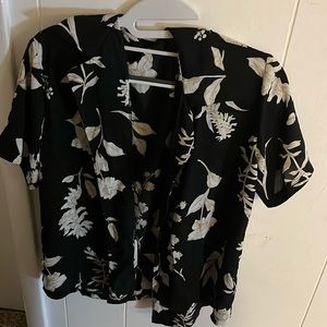 black floral button up shirt